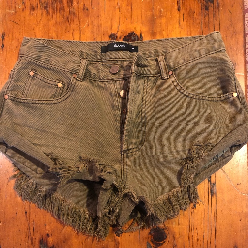 Brown denim cut-off shorts